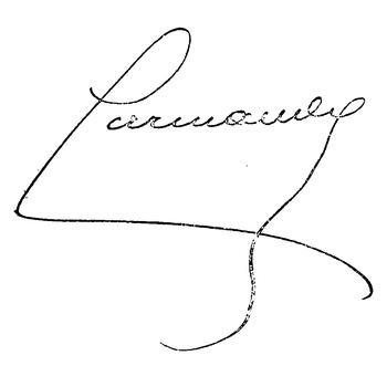 The same signature as clean black ink on a white square, 350 by 350 pixels
